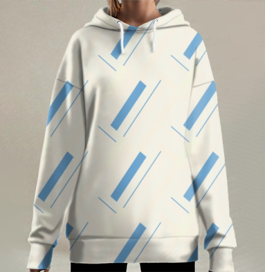 Blue Milk Pattern / Стильный голубой молочный паттерн пакеты молока, Hoodie Long Oversize 3D