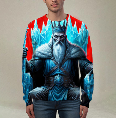 Powerful Eternal Ice King Sitting On Throne - Вечный Ледяной Король Трон - Магазин футболок jestkrd