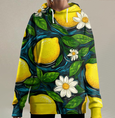 Лимончики в водичке, Hoodie Long Oversize 3D
