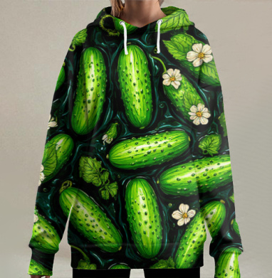 Огурчики в воде, Hoodie Long Oversize 3D