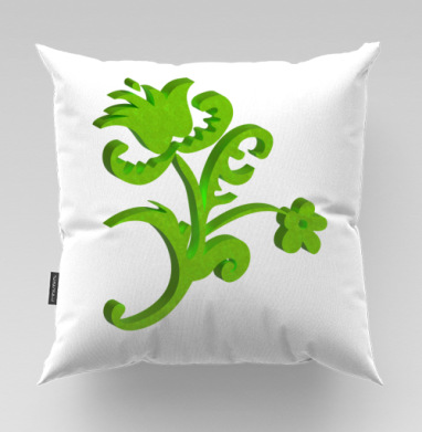 Green 3D flower / Зеленый объемный цветок современном стиле фольклора - Магазин футболок mastoidishka - Дизайнерские принты, Подушки