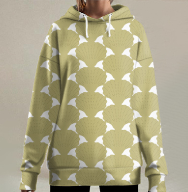 Веерные узоры спокойствие и эстетика классики, Hoodie Long Oversize 3D