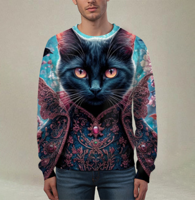 Кошка черная, Свитшот мужской 3D