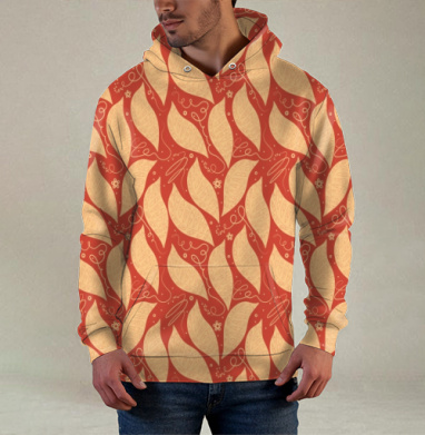 Organic Autumn Leaves Pattern / Узор Осенние Листья стильный домашний текстиль, Худи / Мужская / С карманом / 3D