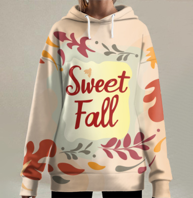 Осенние листья мягко падают под Sweet Fall, Hoodie Long Oversize 3D