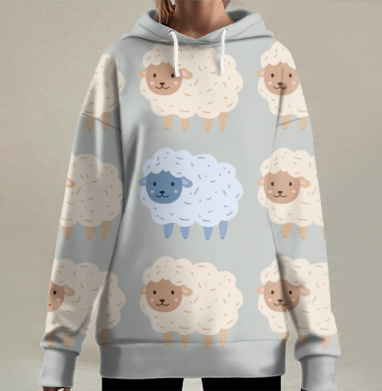 Овечки-облачка, Hoodie Long Oversize 3D