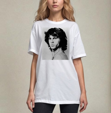 Jim_Morrison_Pardon_Bati, Футболка / Унисекс / Оверсайз / Белая / C принтом