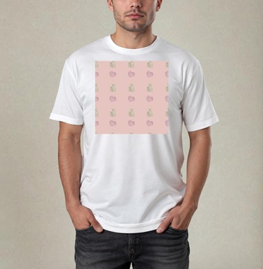 Нежные свечи и сердечки на розовом фоне, Футболка / Мужчинам / Pure / Белая / C принтом