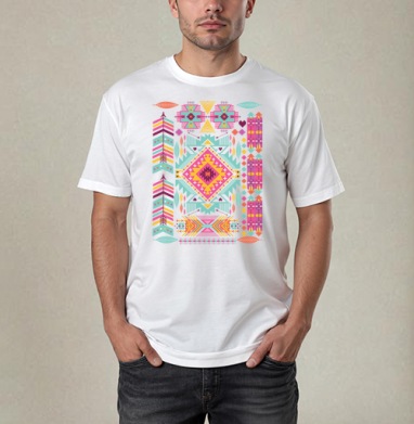 Trendy tribal ornament, Футболка / Мужчинам / Pure / Белая / C принтом