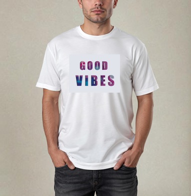Позитивное Настроение Яркая Надпись GOOD VIBES, Футболка / Мужчинам / Pure / Белая / C принтом