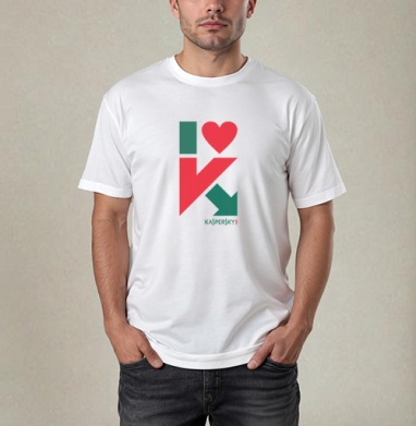 Стильный логотип I love Kaspersky с сердцем и стрелкой, Футболка / Мужчинам / Pure / Белая / C принтом