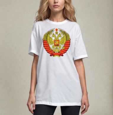 Новый герб, Футболка / Унисекс / Оверсайз / Белая / C принтом