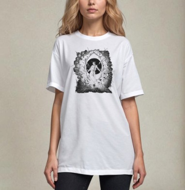 Опухоль, Футболка / Унисекс / Оверсайз / Белая / C принтом