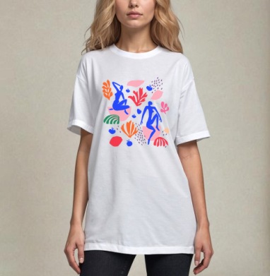 Свободный отдых с природой и расслабленностью человека, Футболка / Унисекс / Оверсайз / Белая / C принтом