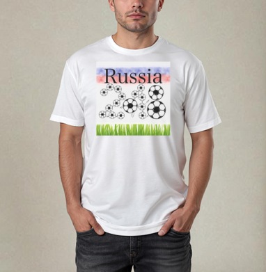 Russia футбол, Футболка / Мужчинам / Pure / Белая / C принтом