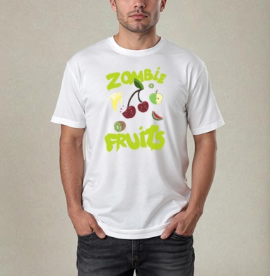 Неоновый принт Zombie Fruits с яркими фруктами - Магазин футболок blueberriepie - Дизайнерские принты