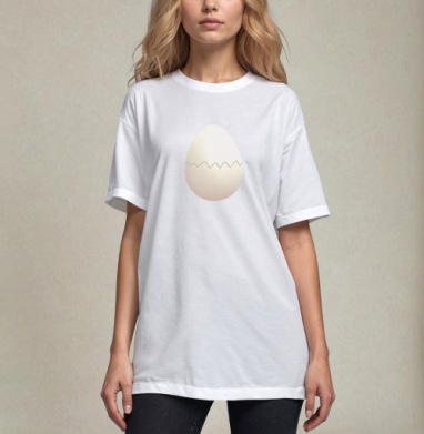 Egg (Живая Азбука), Футболка / Унисекс / Оверсайз / Белая / C принтом
