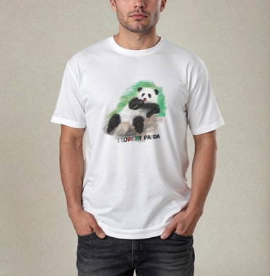 I love my panda / Я люблю мою панду, Футболка / Мужчинам / Pure / Белая / C принтом