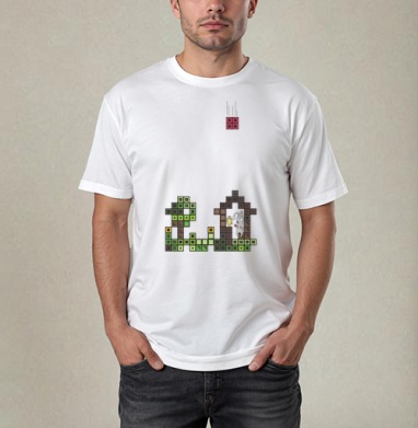 Tetris Rabbit – Тетрисный кролик сохраняет уют пока весь мир рушится, Футболка / Мужчинам / Pure / Белая / C принтом