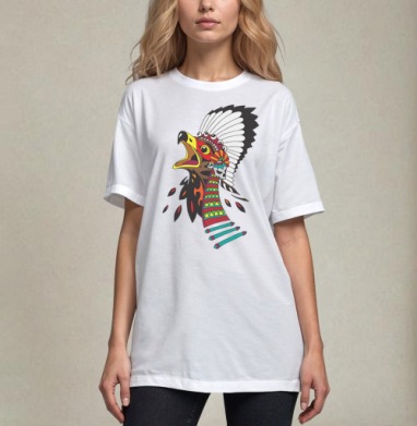 Ястреб, Футболка / Унисекс / Оверсайз / Белая / C принтом
