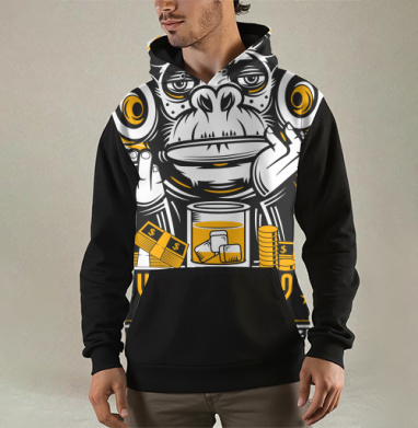 Обезьяна с сигарой деньгами и виски Чего тянешь, Толстовка мужская Regular 3D