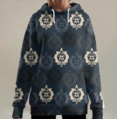 Темно-синий узор с элегантностью и спокойствием на поверхности, Hoodie Long Oversize 3D
