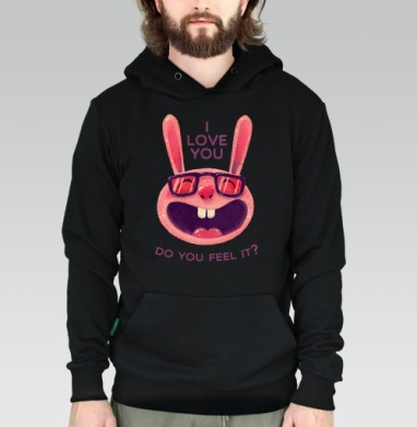 Влюбленный зая - Купить мужские толстовки regular Звери в лесу в Москве, цена мужских толстовок regular  с прикольными принтами - магазин дизайнерской одежды Maryjane