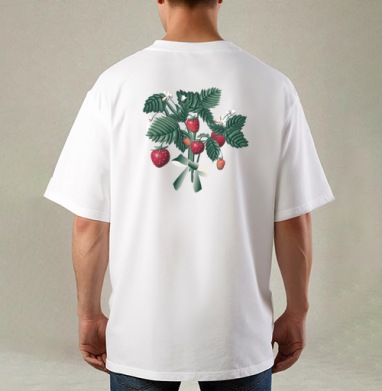 Strawberry Bouquet Berries Summer / Клубничный Букет Ягоды Лето, Футболка / Мужская / Оверсайз / С принтом на спине