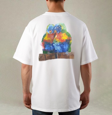 Нежные пташки, Футболка / Мужская / Оверсайз / С принтом на спине