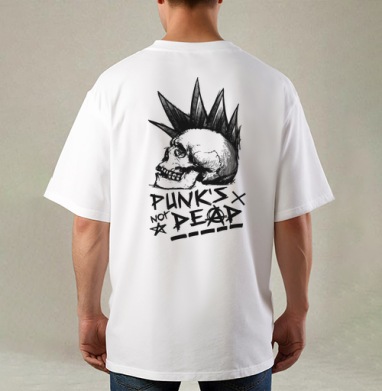 Череп с ирокезом PUNKS NOT DEAD – панк-графика - Купить Товары с принтом 