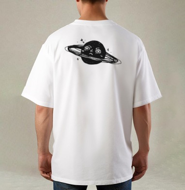 Sad Saturn – Грустный Сатурн в бесконечном холодном темном космосе, Футболка / Мужская / Оверсайз / С принтом на спине