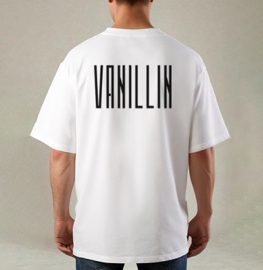 Геометрический шрифт VANILLIN – Ванилин черный текст декор, Футболка / Мужская / Оверсайз / С принтом на спине