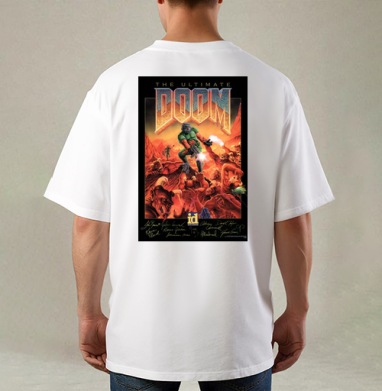 Doom Cover, Футболка / Мужская / Оверсайз / С принтом на спине