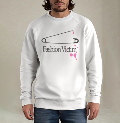 Белая английская булавка c розовыми пятнами Fashion Victim, Свитшот мужской белый