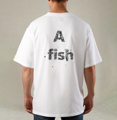 Декоративный постер «A fish» в винтажном стиле, Футболка / Мужская / Оверсайз / С принтом на спине