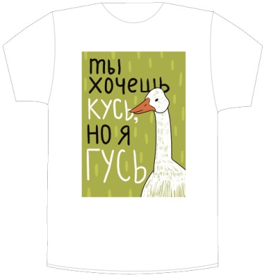 Ироничная иллюстрация с дерзким гусём - Своя футболка белая A6 (10 x 15 см)