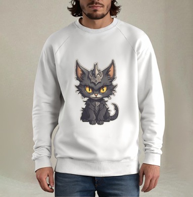Кот-кошмарик., Свитшот мужской белый