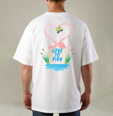 Love  to  fish / Люблю рыбку, Футболка / Мужская / Оверсайз / С принтом на спине