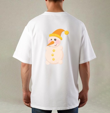 SNOWMAN in orange / Снеговик в оранжевом, Футболка / Мужская / Оверсайз / С принтом на спине