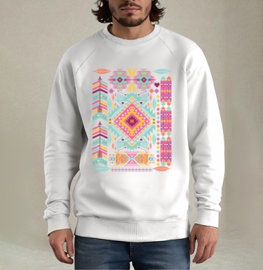 Trendy tribal ornament, Свитшот мужской белый