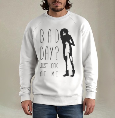 BAD DAY? / ПЛОХОЙ ДЕНЬ?, Свитшот мужской белый