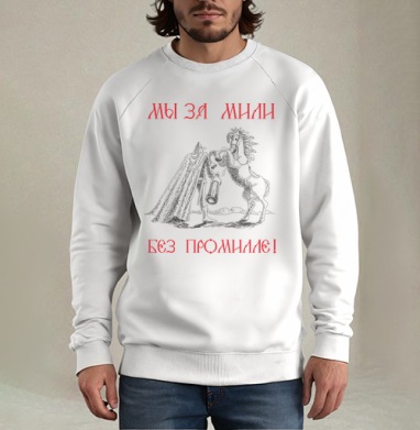 Богатырский конь, Свитшот мужской белый