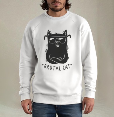 Футболка с принтом «Brutal Cat» в стиле минимализм - Магазин футболок oputin - Дизайнерские принты