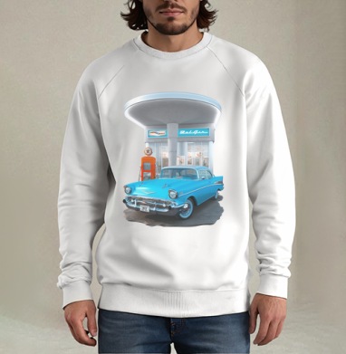 Chevrolet Bel Air / Шевроле Бел Эйр, Свитшот мужской белый