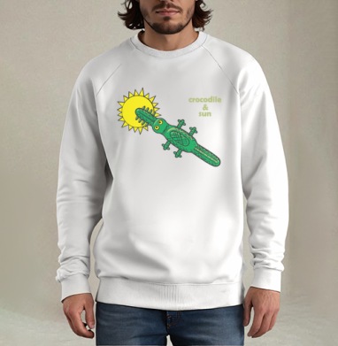 Зеленый крокодил заглатывает желтое солнце crocodile & sun - Магазин футболок Anatolich - Дизайнерские принты