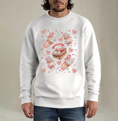 Happy Valentines Day pattern / Паттерн ко Дню святого Валентина, Свитшот мужской белый