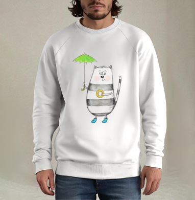 Кот, который любит бублики, Свитшот мужской белый