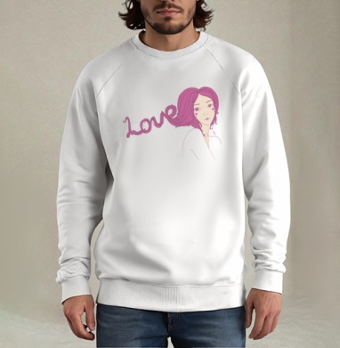 Love is in the hair  / Любовь в волосах, Свитшот мужской белый
