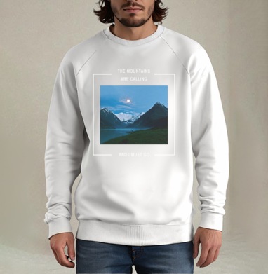 Mountains / Горы, Свитшот мужской белый