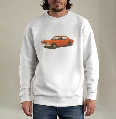 Nissan Skyline GT-R Хакосука в оранжевом цвете, Свитшот мужской белый